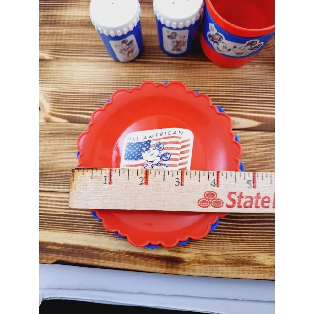 VINTAGE 11 PC TEA SET MICKEY‎ @ Minnie MOUSE All American Red White Blue Est. 28